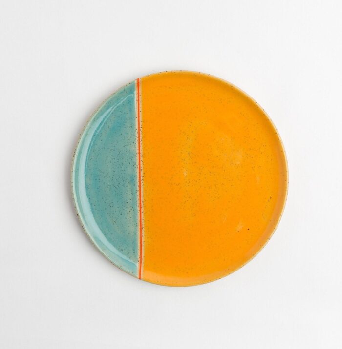 Color Blocks El Yapımı Stoneware Yemek Tabağı