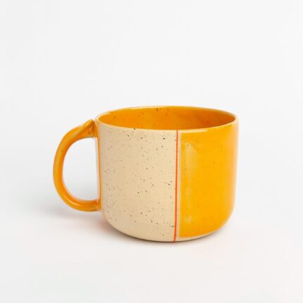 Extra Large Handmade Ceramic Mug with Thumb Rest Yellow Pottery Cup Coffee lover Gift Dishwasher Safe Stoneware Housewarming Gift