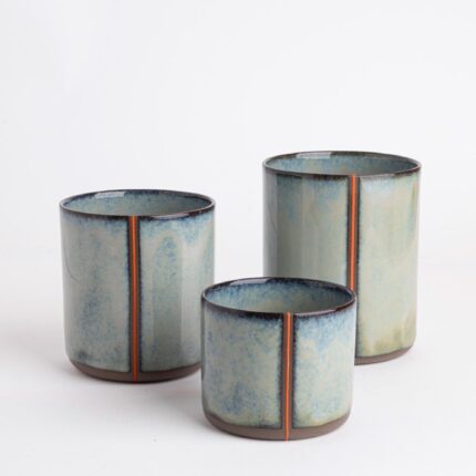 Handmade Ceramic Mugs Blue Green Ceramic Mug Artisanal Pottery Gift Rustic Home Decor Handcrafted Coffee Cup Unique Handleless Tea Cup